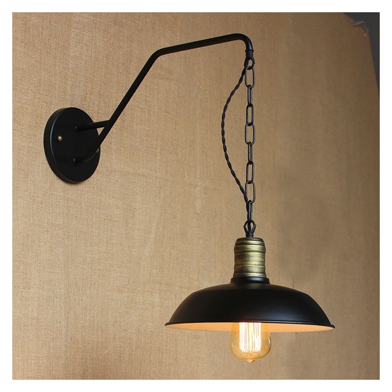 Luminária de parede de personalidade simples e criativa, corrente da indústria, luminária de parede de cabeceira de quarto de corredor de ferro retrô americana