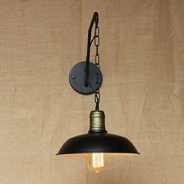 Luminária de parede de personalidade simples e criativa, corrente da indústria, luminária de parede de cabeceira de quarto de corredor de ferro retrô americana