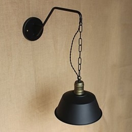 Luminária de parede de personalidade simples e criativa, corrente da indústria, luminária de parede de cabeceira de quarto de corredor de ferro retrô americana
