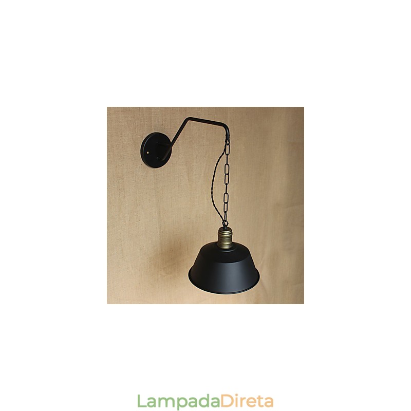 Luminária de parede de personalidade simples e criativa, corrente da indústria, luminária de parede de cabeceira de quarto de corredor de ferro retrô americana