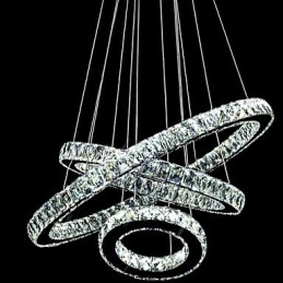 Luminária pendente de cristal moderna iluminação três anéis D406080 K9 grandes luminárias de teto de cristal