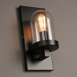 Luminária de parede criativa de ferro forjado e vidro rural
