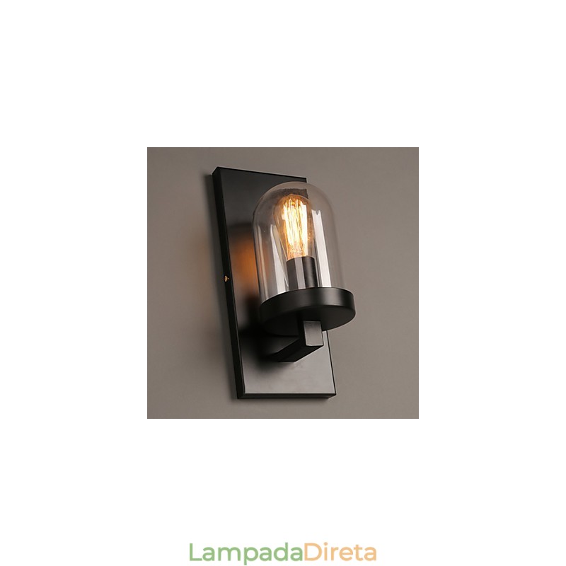 Luminária de parede criativa de ferro forjado e vidro rural