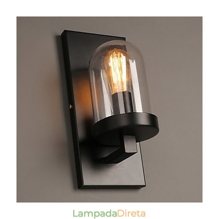 Luminária de parede criativa de ferro forjado e vidro rural Luminária de parede criativa de ferro forjado e vidro rural