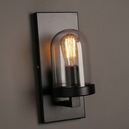 Luminária de parede criativa de ferro forjado e vidro rural