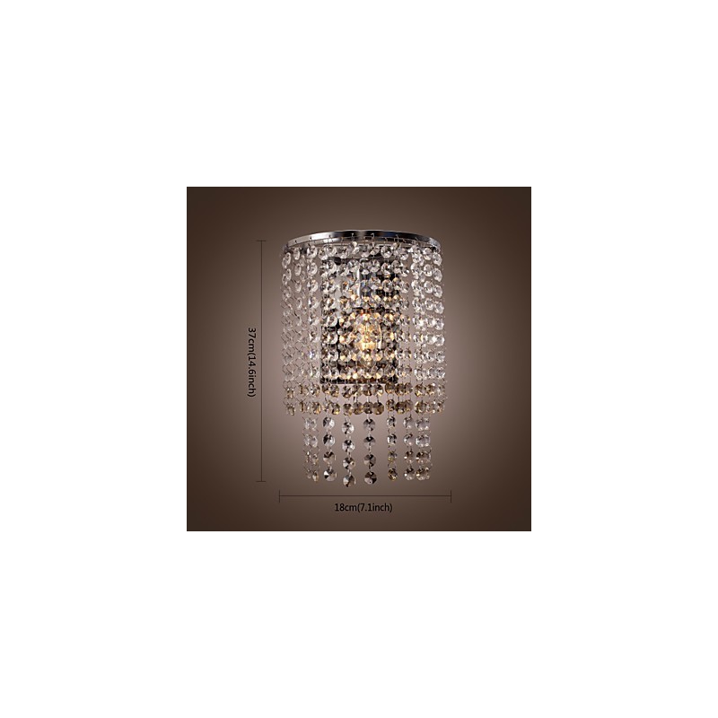 Luminária de parede de cristal contemporânea com 1 luz
