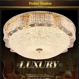 Luminária de teto de cristal de luxo moderna para absorver luz de cúpula com diâmetro de 50 cm