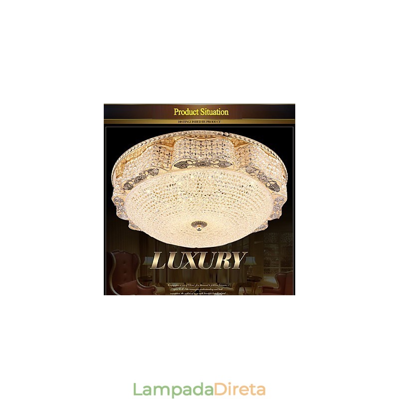 Luminária de teto de cristal de luxo moderna para absorver luz de cúpula com diâmetro de 50 cm