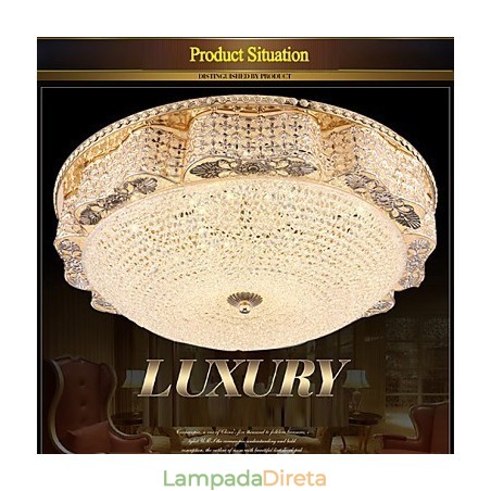 Luminária de teto de cristal de luxo moderna para absorver luz de cúpula com diâmetro de 50 cm Luminária de teto de cristal de luxo moderna para absorver luz de cúpula com diâmetro de 50 cm