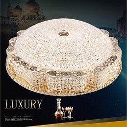 Luminária de teto de cristal de luxo moderna para absorver luz de cúpula com diâmetro de 50 cm