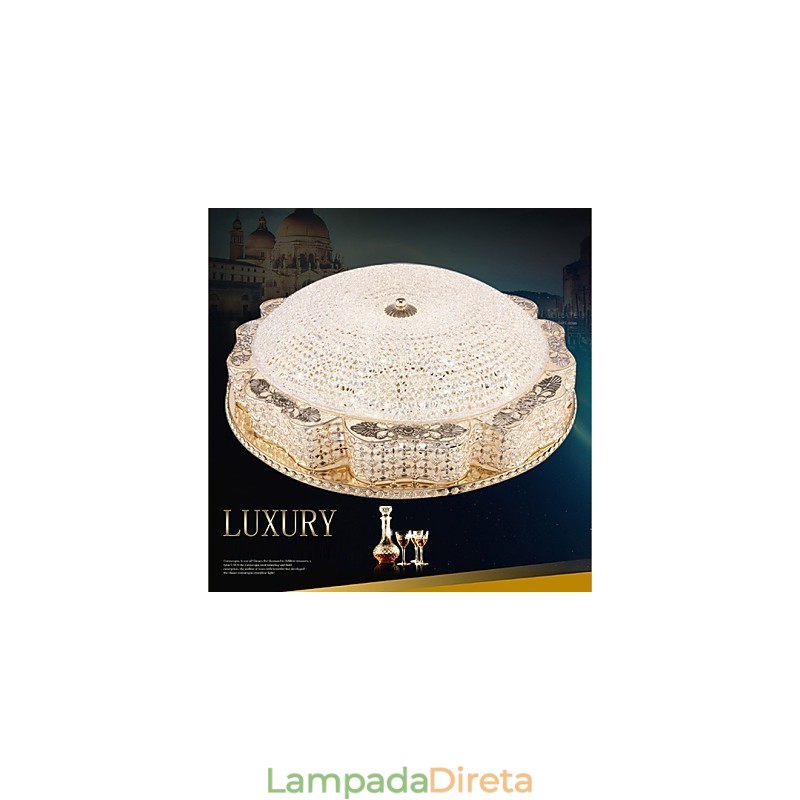 Luminária de teto de cristal de luxo moderna para absorver luz de cúpula com diâmetro de 50 cm