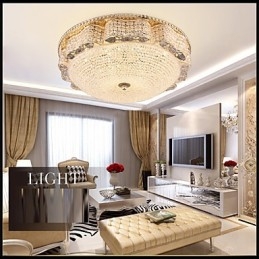 Luminária de teto de cristal de luxo moderna para absorver luz de cúpula com diâmetro de 50 cm