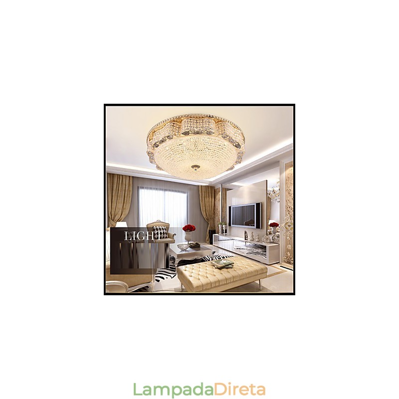 Luminária de teto de cristal de luxo moderna para absorver luz de cúpula com diâmetro de 50 cm
