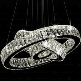 Luminária pendente de cristal moderna iluminação três anéis D406080 K9 grandes luminárias de teto de cristal