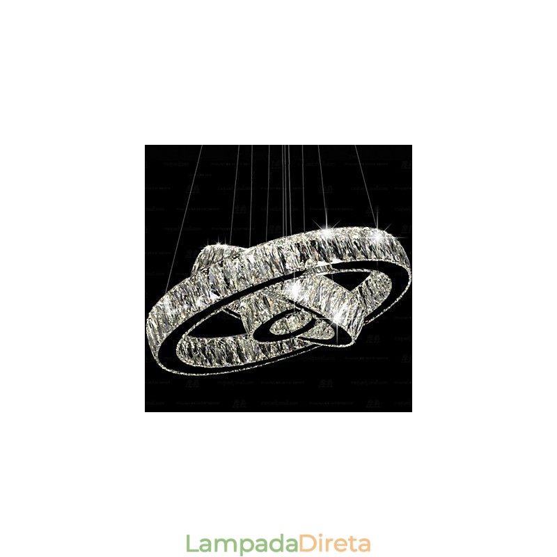Luminária pendente de cristal moderna iluminação três anéis D406080 K9 grandes luminárias de teto de cristal