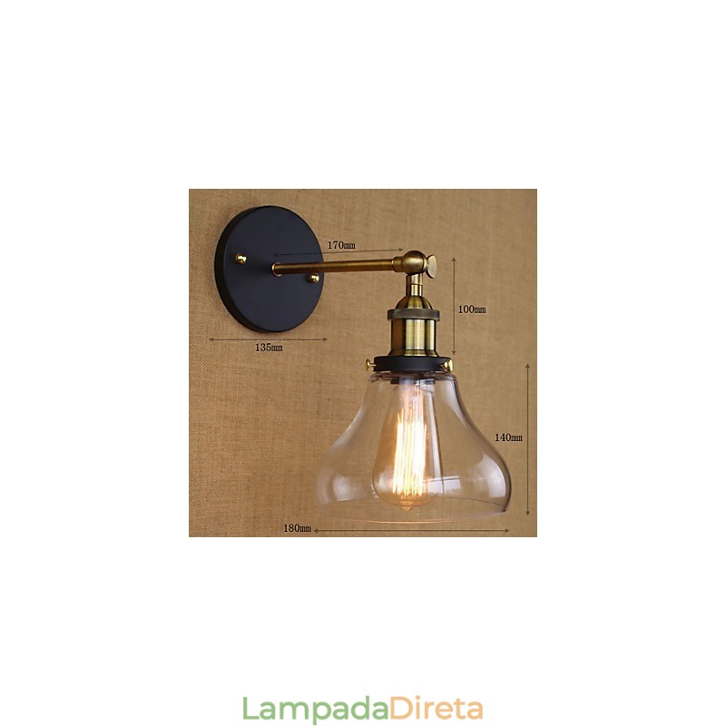 Aplique de parede decorativo industrial nostálgico estilo country americano