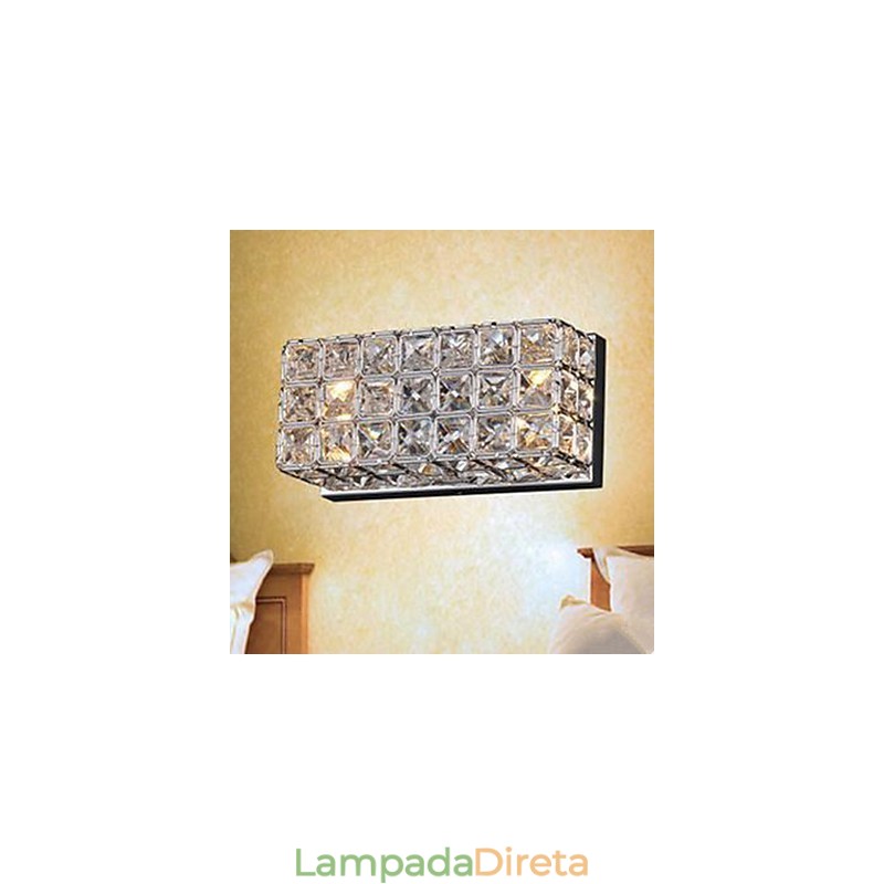 Luminária de parede quadrada contraída e contemporânea K9 Cristal