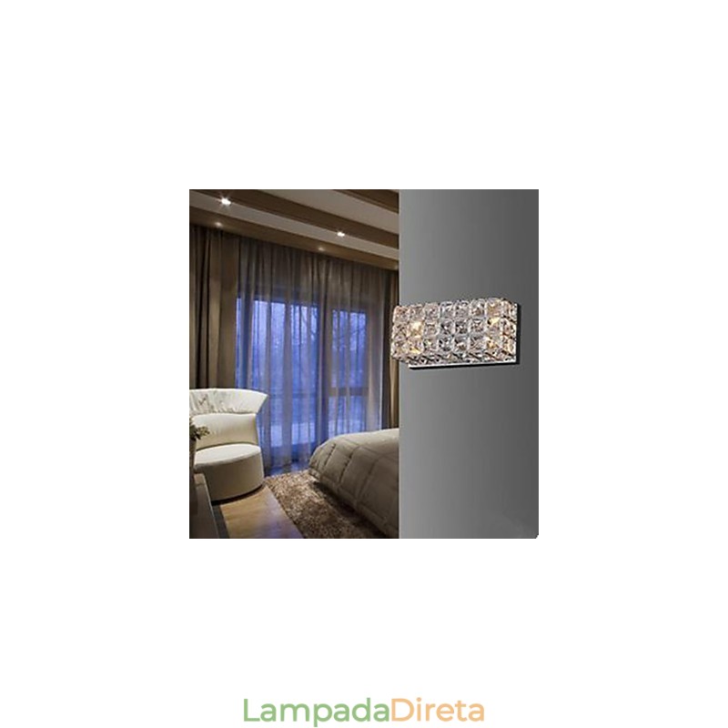Luminária de parede quadrada contraída e contemporânea K9 Cristal
