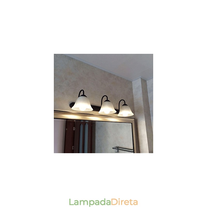Iluminação de banheiro estilo mini rústico lodge metal