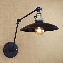 Luminária de parede de braço longo de ferro industrial minimalista americana com interruptor