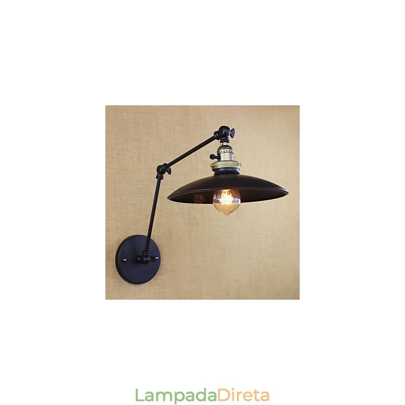 Luminária de parede de braço longo de ferro industrial minimalista americana com interruptor