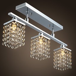 Lustre Linear Ilha Luz Cristal 3 Luzes