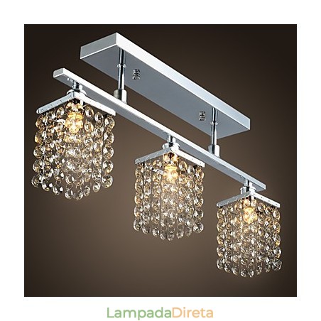 Lustre Linear Ilha Luz Cristal 3 Luzes Lustre Linear Ilha Luz Cristal 3 Luzes