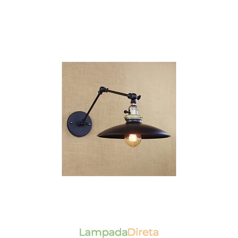 Luminária de parede de braço longo de ferro industrial minimalista americana com interruptor