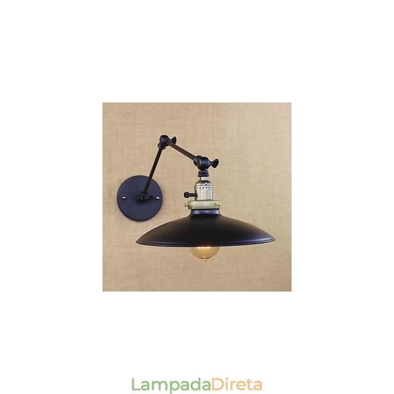 Luminária de parede de braço longo de ferro industrial minimalista americana com interruptor