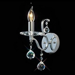 Luminária de parede de cristal prateado com 1 luz