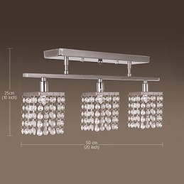Lustre Linear Ilha Luz Cristal 3 Luzes