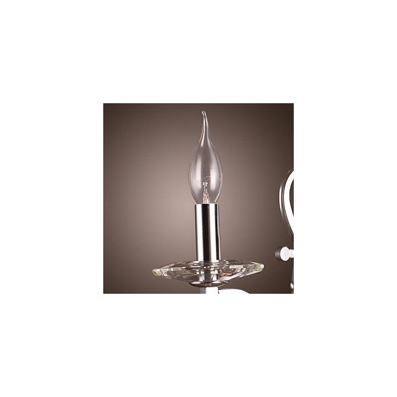 Luminária de parede de cristal prateado com 1 luz