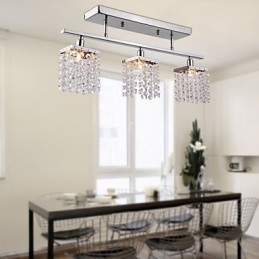 Lustre Linear Ilha Luz Cristal 3 Luzes
