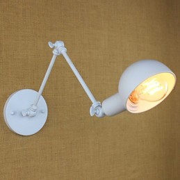 Luminária de parede dupla de ferro forjado de braço longo branco moderno para sala de estar, corredor, quarto, cabeceira, estudo