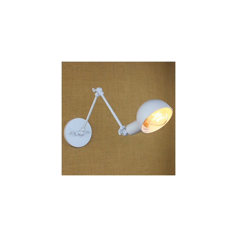 Luminária de parede dupla de ferro forjado de braço longo branco moderno para sala de estar, corredor, quarto, cabeceira, estudo