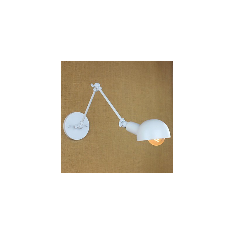 Luminária de parede dupla de ferro forjado de braço longo branco moderno para sala de estar, corredor, quarto, cabeceira, estudo