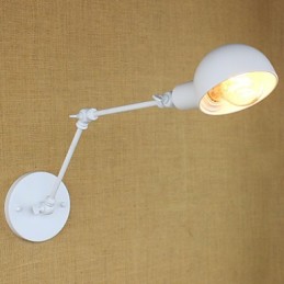 Luminária de parede dupla de ferro forjado de braço longo branco moderno para sala de estar, corredor, quarto, cabeceira, estudo
