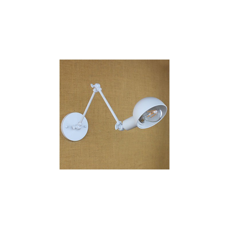 Luminária de parede dupla de ferro forjado de braço longo branco moderno para sala de estar, corredor, quarto, cabeceira, estudo