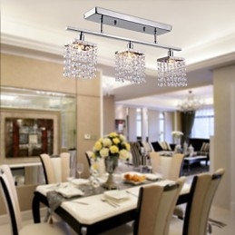 Lustre Linear Ilha Luz Cristal 3 Luzes