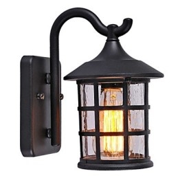 Luminária de parede externa antiga de ferro rústico à prova d'água, luz de lanterna vintage, enferrujada, preta fosca, arandela de parede para corredor
