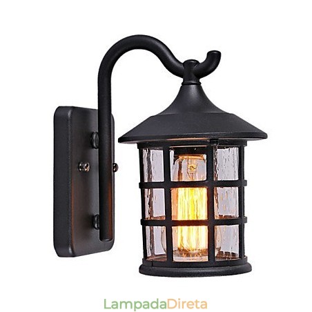 Luminária de parede externa antiga de ferro rústico à prova d'água, luz de lanterna vintage, enferrujada, preta fosca, arandela de parede para corredor Luminária de parede externa antiga de ferro rústico à prova d'água, luz de lanterna vintage, enferrujada, preta fosca, arandela de parede para corredor