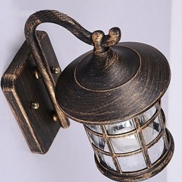 Luminária de parede externa antiga de ferro rústico à prova d'água, luz de lanterna vintage, enferrujada, preta fosca, arandela de parede para corredor