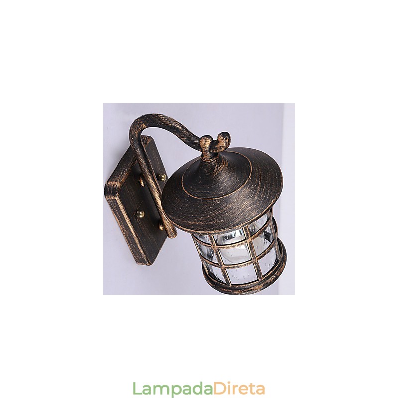 Luminária de parede externa antiga de ferro rústico à prova d'água, luz de lanterna vintage, enferrujada, preta fosca, arandela de parede para corredor