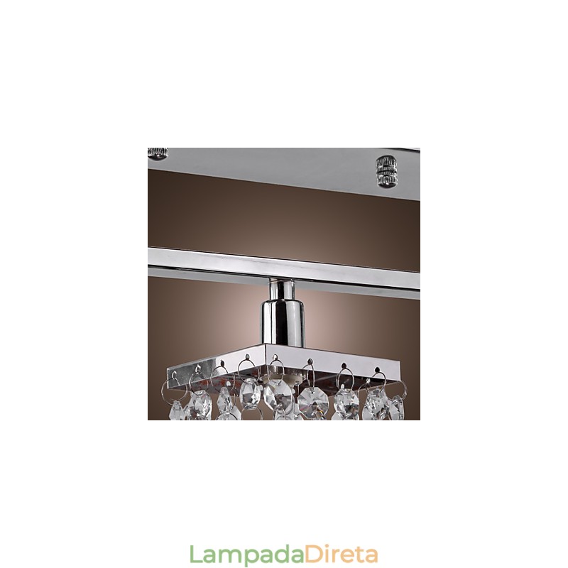 Lustre Linear Ilha Luz Cristal 3 Luzes