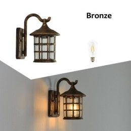 Luminária de parede externa antiga de ferro rústico à prova d'água, luz de lanterna vintage, enferrujada, preta fosca, arandela de parede para corredor