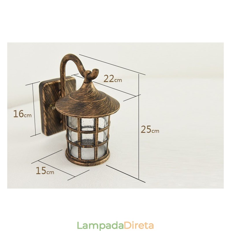 Luminária de parede externa antiga de ferro rústico à prova d'água, luz de lanterna vintage, enferrujada, preta fosca, arandela de parede para corredor