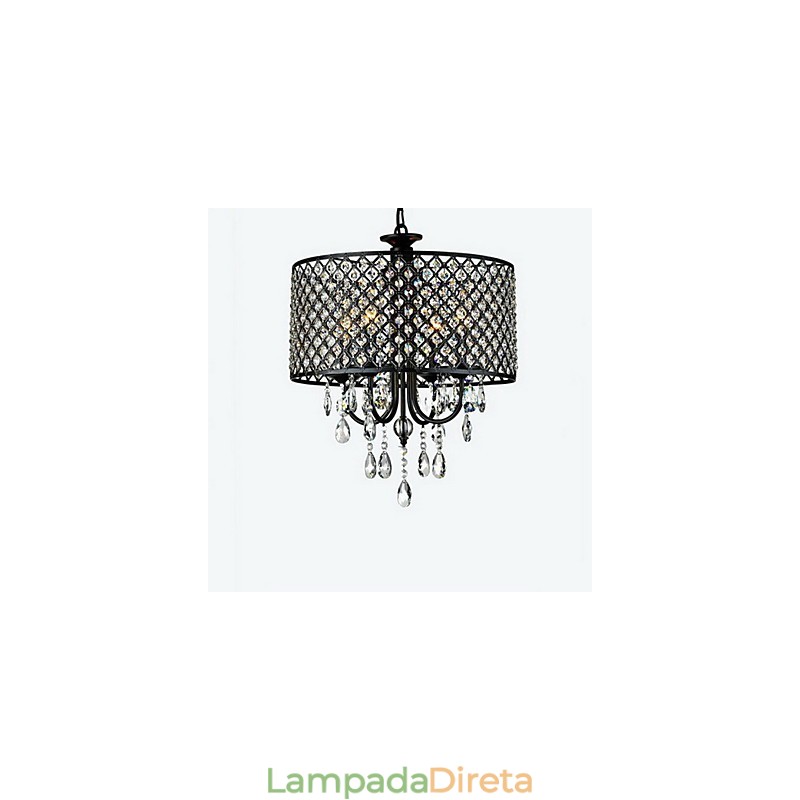 Lustre de cristal cromado clássico tradicional em metal