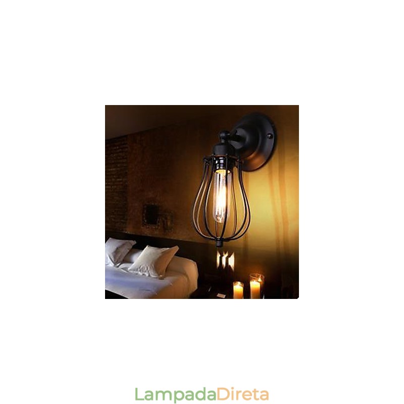 Luminária de parede industrial retrô para corredor interno, luminária de parede de cabeça única em toranja