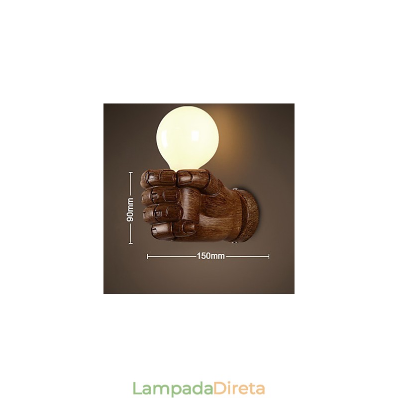 Luminária de parede europeia de mão direita criativa retrô punho luzes