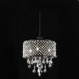 Lustre de cristal cromado clássico tradicional em metal